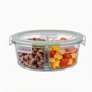 Round Glass Meal Prep Container 2 Compartments